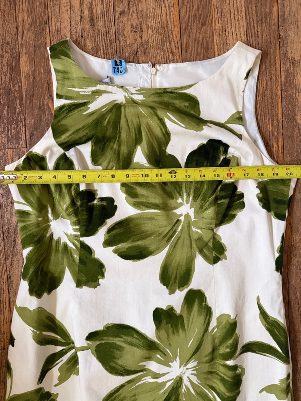 Jones New York White Cotton Dress with Green Floral Print - Picture 8 of 8